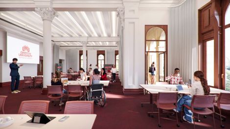 Students in Treasury building formal learning space