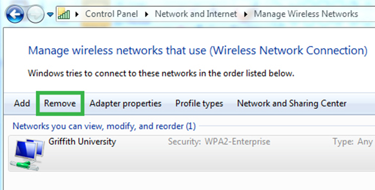 Disconnect Griffith University Wi-Fi